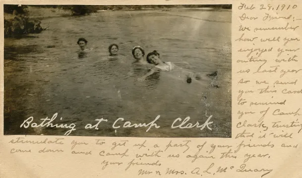 Bathing at Camp Clark on the James River near Galena, Missouri, A.L. McQuary's tourist resort