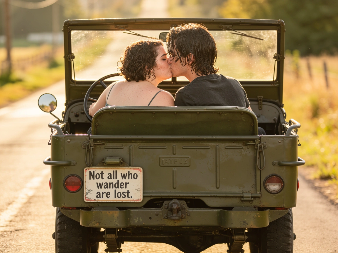 Young hitchhiker on an Ozark road in 1967