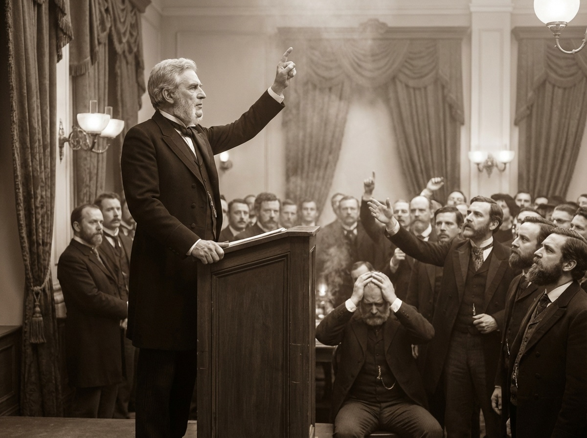 Illustration for Senator Cassius Johnson's Famous Oration