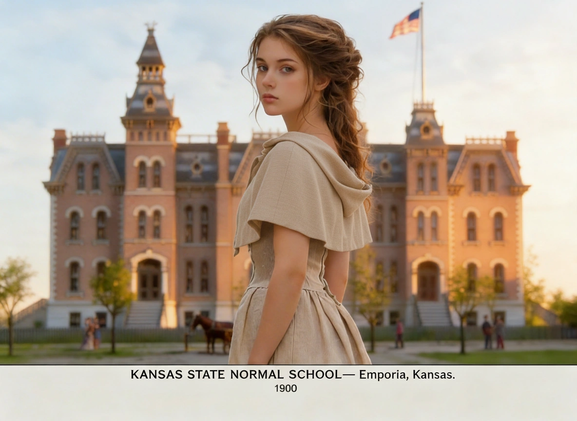 Maggie Swan arriving at the Kansas State Normal School in Emporia