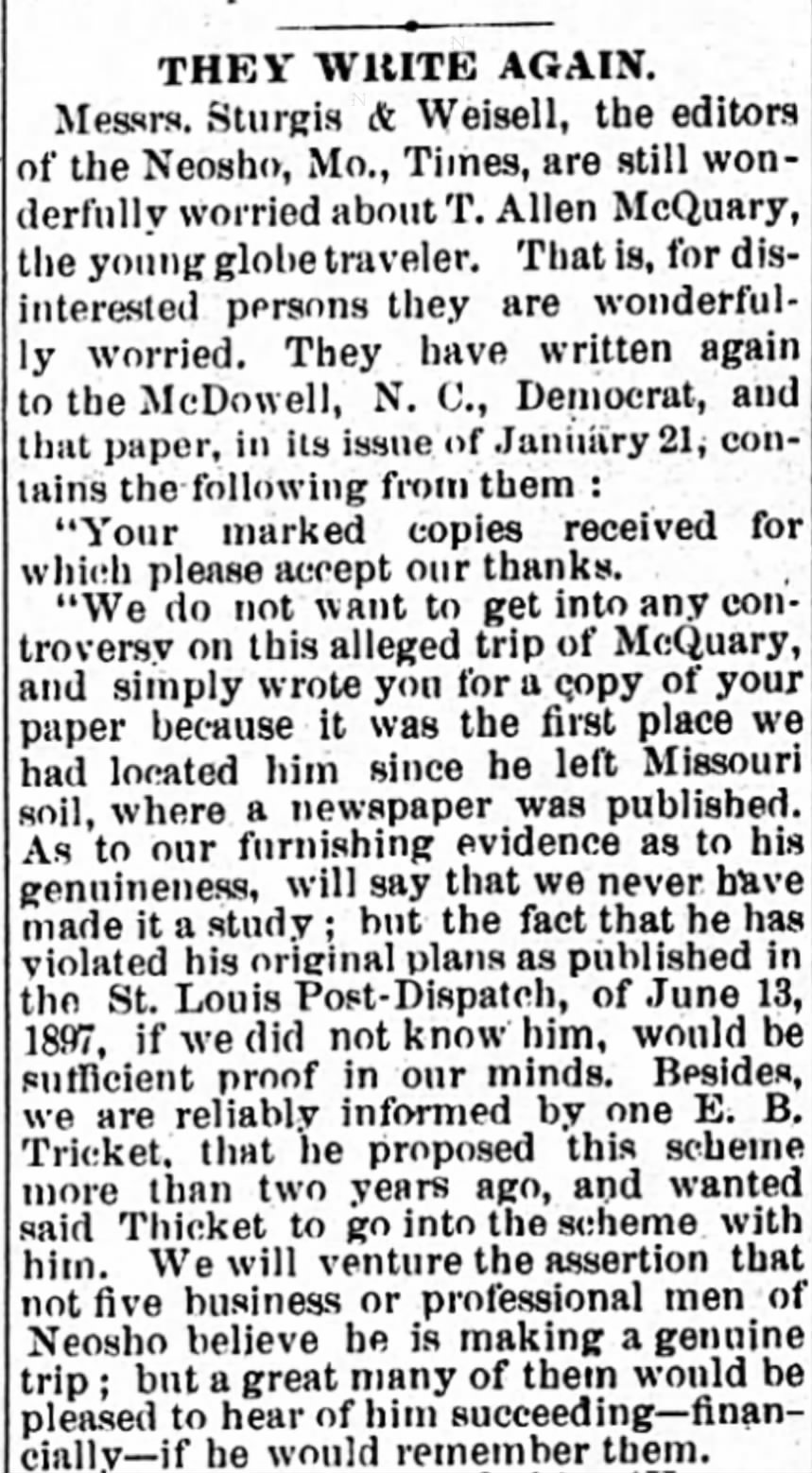 Newspaper clipping questioning the Purple Knight's veracity