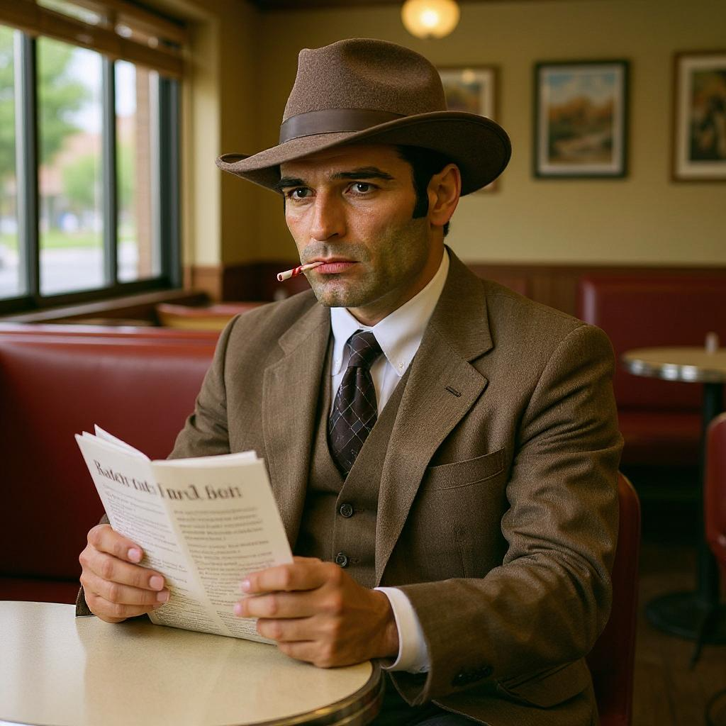 Van Hennessey reading a newspaper in a cafe, 1897