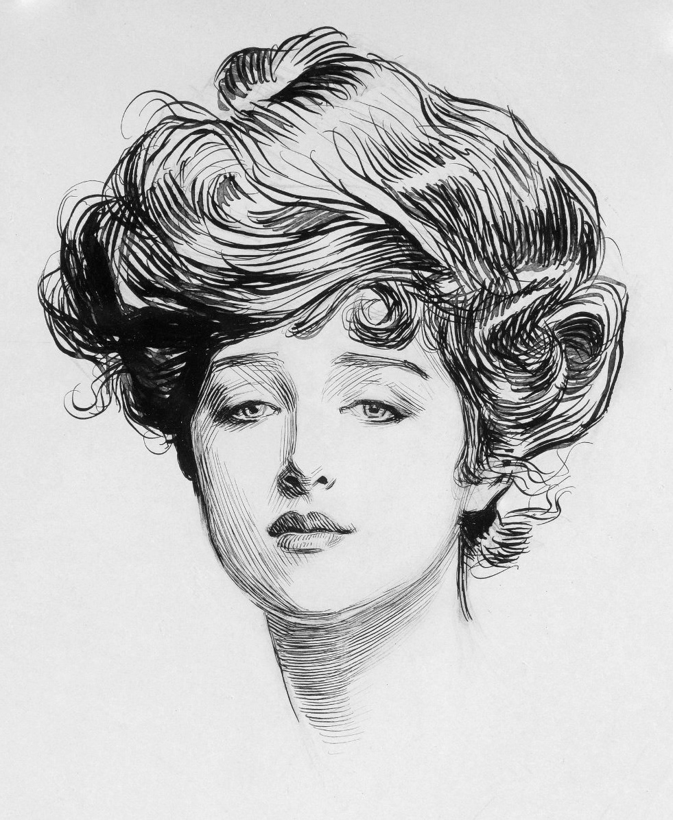 Illustration of a Gibson Girl from a cafe advertisement