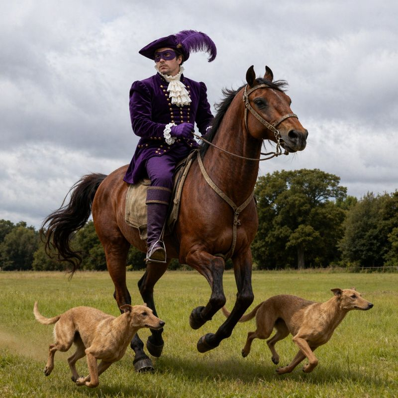 The Purple Knight on horseback