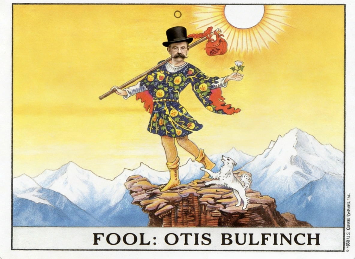 Otis Bulfinch's calling card styled as a tarot card