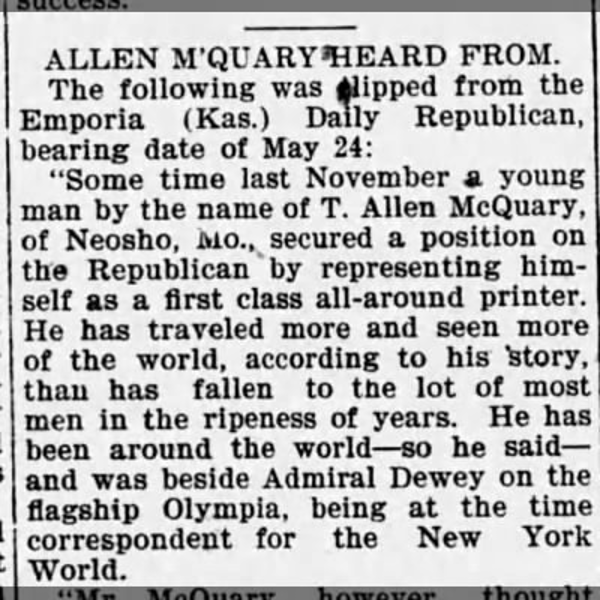 Mack at Manila Bay — The Joplin Globe, 1900