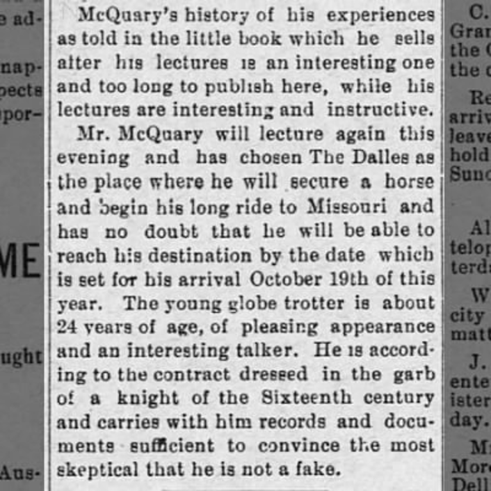 The Dalles Weekly Chronicle clipping, 1898 — part two