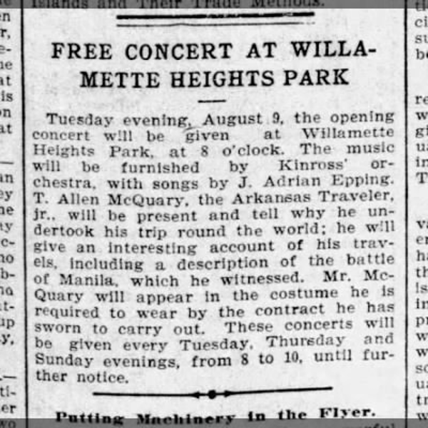Lyla's announcement in The Oregonian, Portland, Oregon, 1898