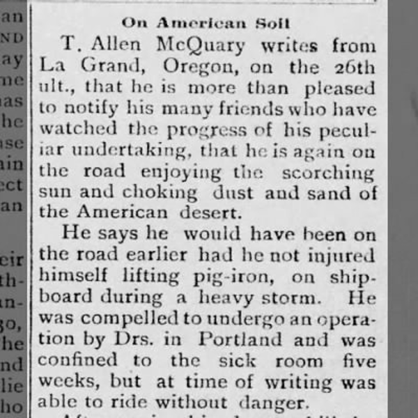 Neosho Miner-Mechanic clipping about the Purple Knight, September 3, 1898