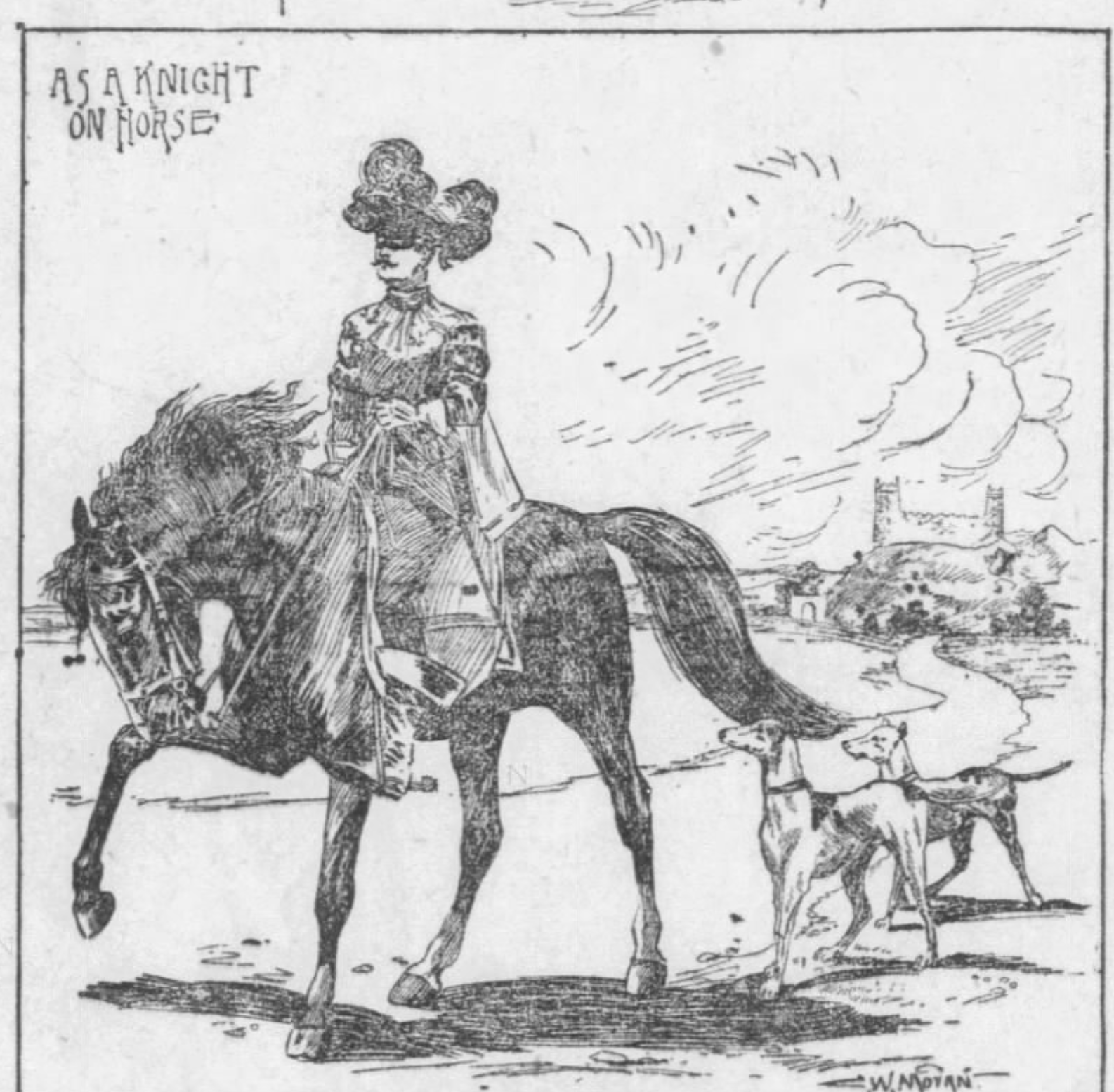 Illustration of McQuary on horseback, Philadelphia Inquirer, December 11, 1898