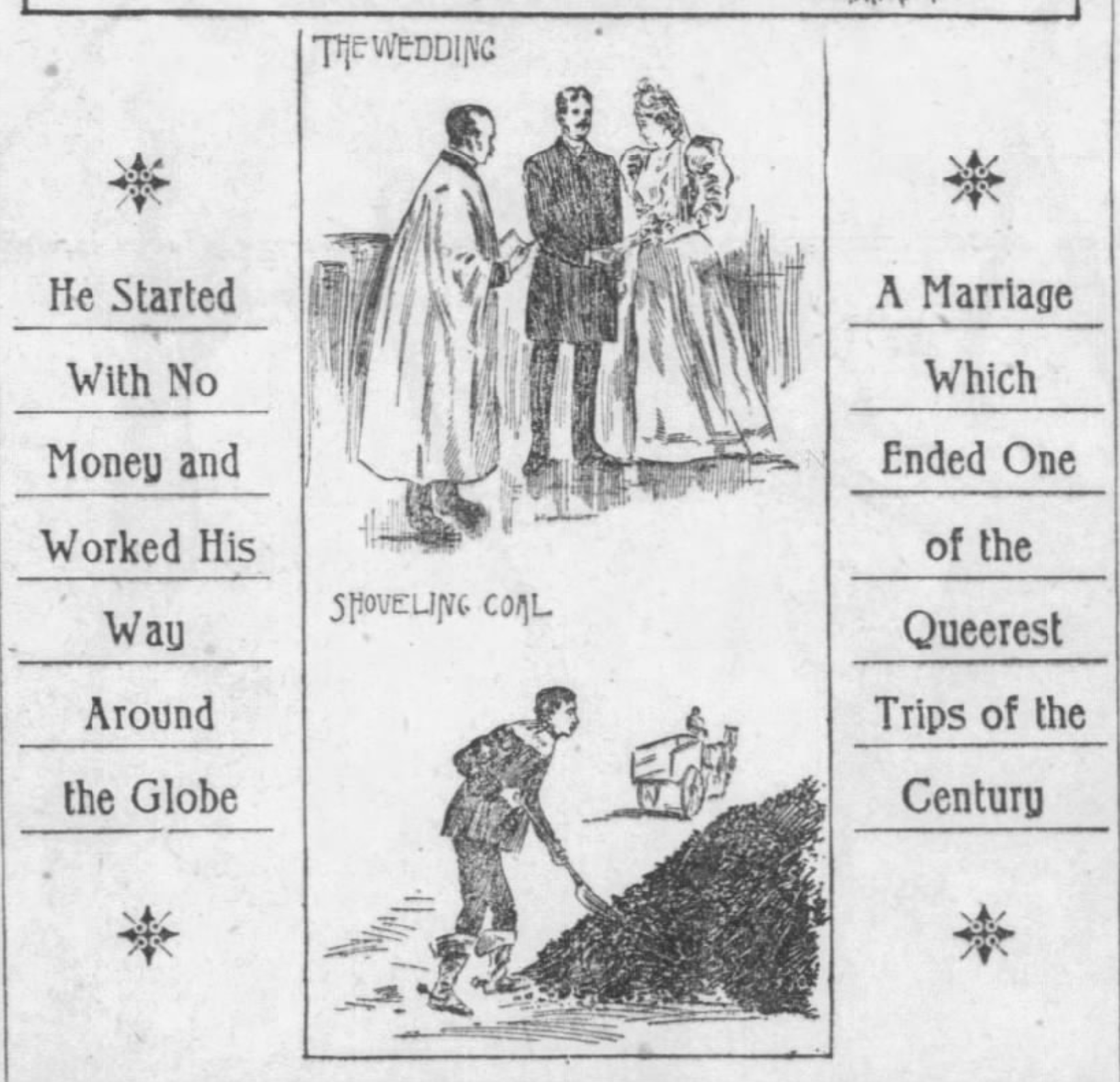 Illustration of McQuary's fictional wedding to the Arkansas girl, Philadelphia Inquirer, December 11, 1898