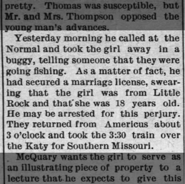 Emporia Gazette clipping relating to the Kansas State Normal School and the Maggie Swan affair