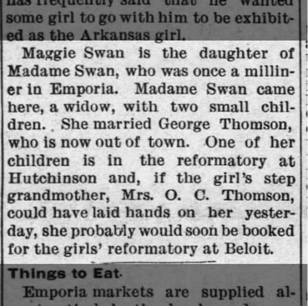 Emporia Gazette clipping relating to reformatory proceedings in the aftermath of the elopement