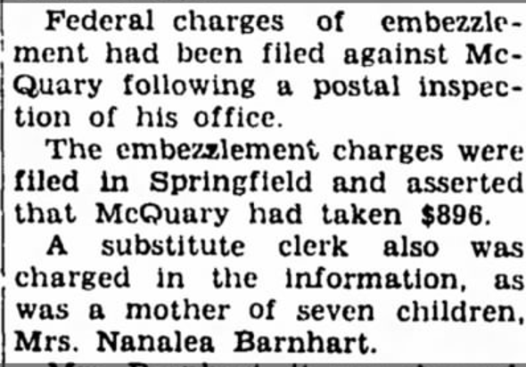 Neosho Daily News clipping on McQuary's death, July 1948