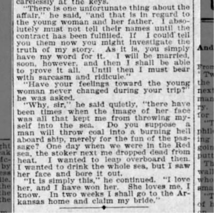 Newspaper article about McQuary's coal shoveling story