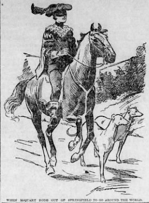 Historical illustration of the Purple Knight with his dogs