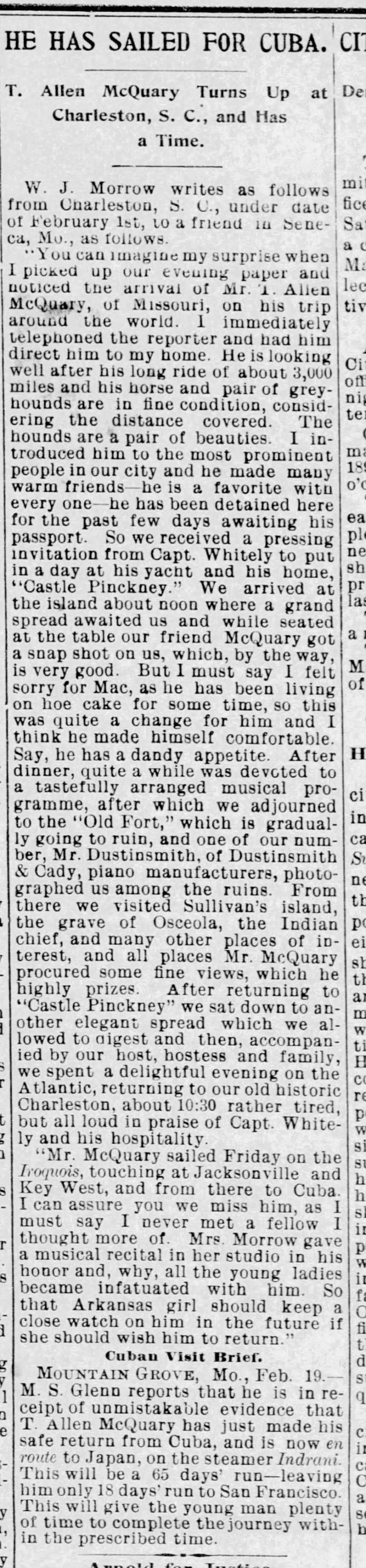 Newspaper clipping from Henry County Democrat, February 24, 1898