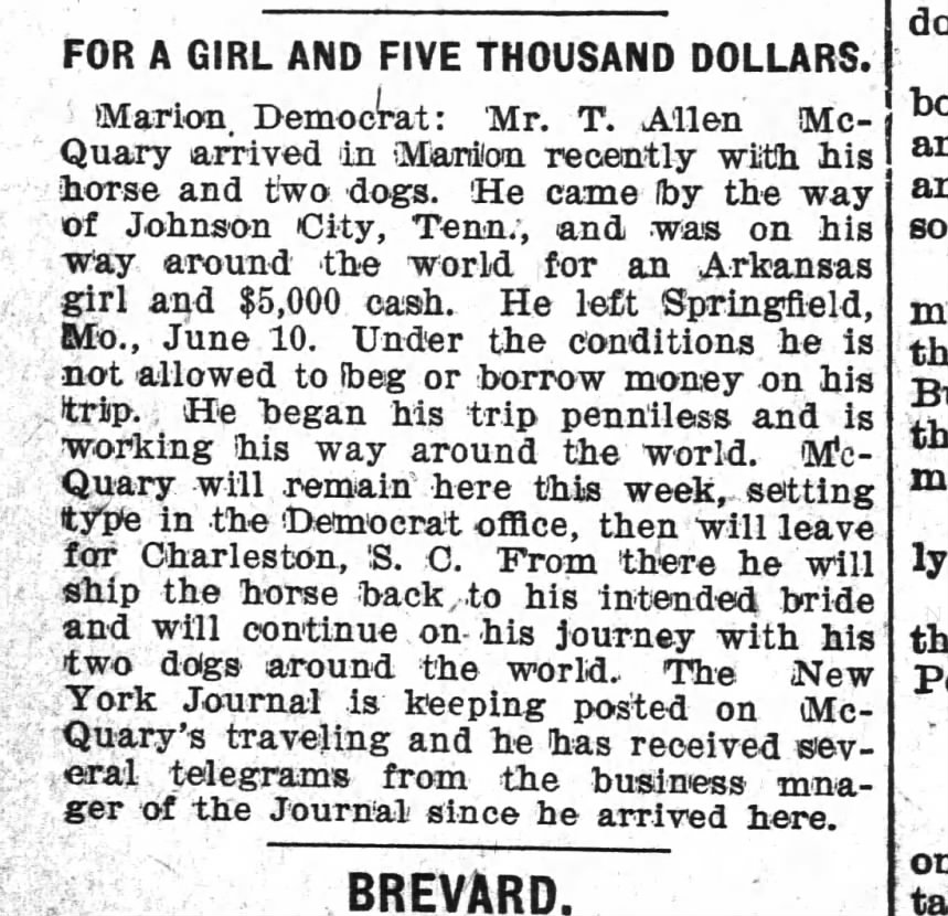Newspaper clipping from The Asheville Times, December 12, 1897