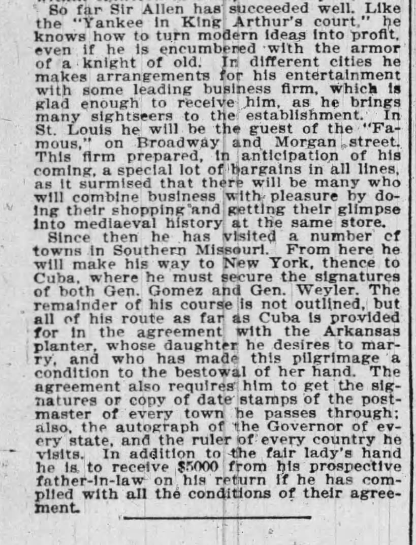 Newspaper clipping from St. Louis Globe-Democrat, August 22, 1897