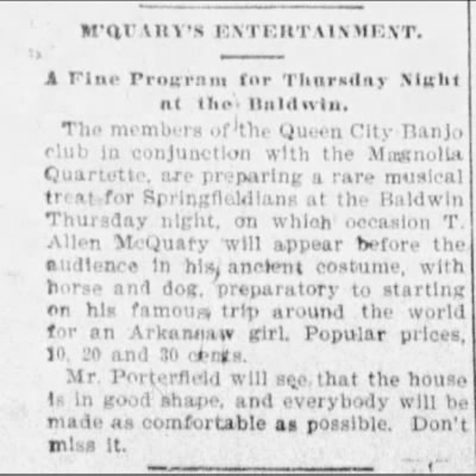 Advertisement for the Baldwin Theater entertainment featuring the Purple Knight