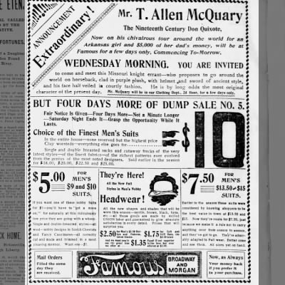 St. Louis newspaper advertisement about the Purple Knight's advertising venture